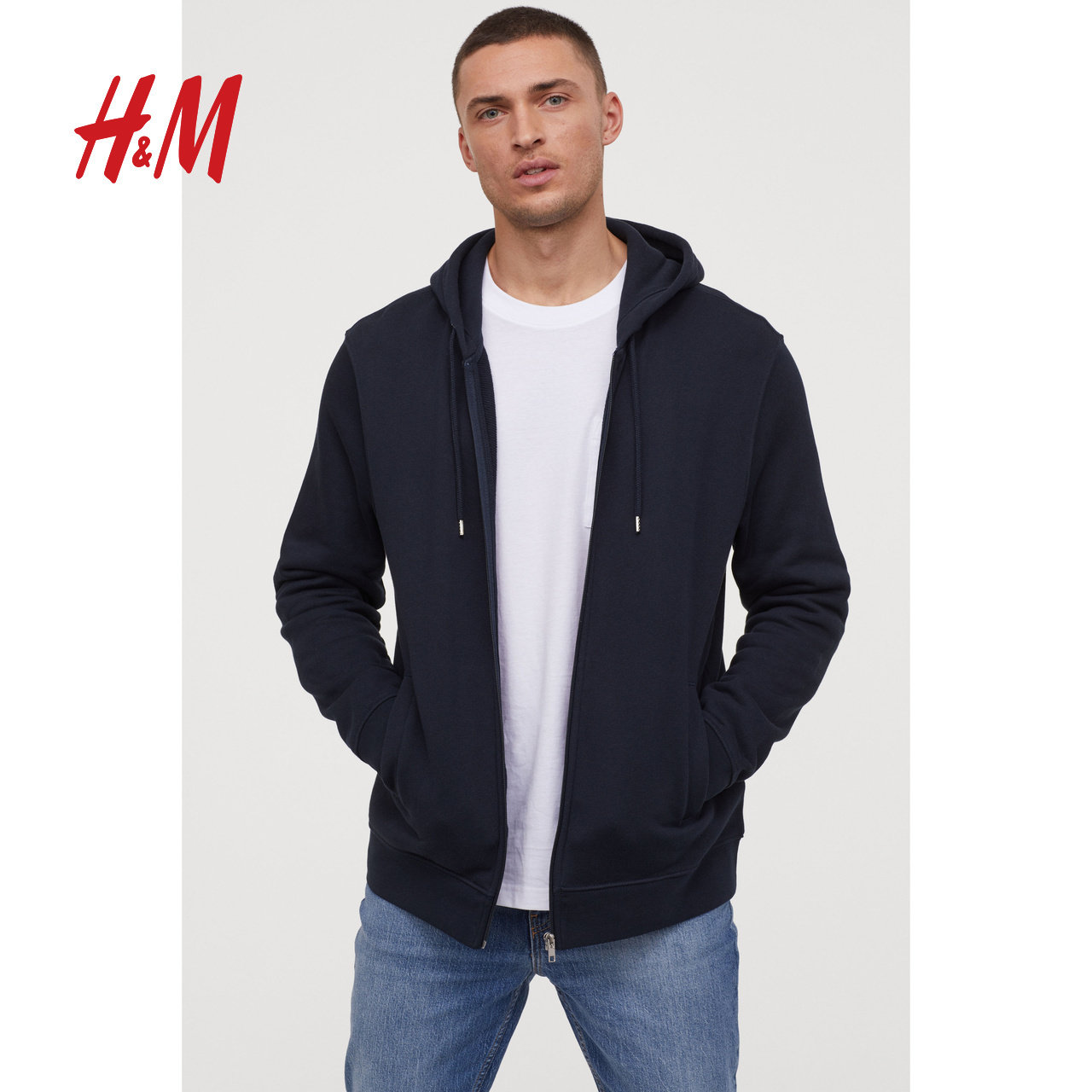 hm男装夹克男春装2020款拉链连帽外套男春秋衣服男潮流0852614