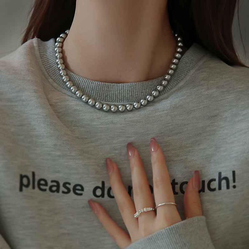 Silver Grey Schist Platinum Grey Pearls True Multitwist Grey Pearl Necklace Light Lavish Crowdautumn Winter Neck Chain Women Sweater Chain-Taobao