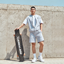 OMG Tide brand solid color short sleeve leisure sports suit men loose running basketball training SWEAT fitness two-piece set