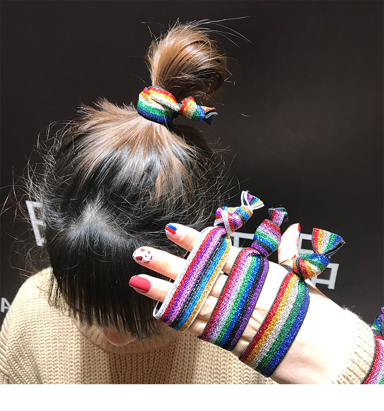 韩国东大门彩虹头绳女丸子头宽皮筋网红款简约百搭发圈扎头发皮套