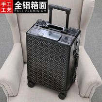 Travel Ri Box Aluminum Magnesium Alloy Pull Rod Case Aluminum Frame Suitcase Men and women 20-inch Den Case Password Box New