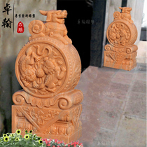 Stone carving white marble Pixiu door pier holding drum stone a pair of household lucky town house ornaments Garden bluestone lion door drum
