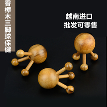 Vietnam camphor wood three-foot ball health massager Wooden hand push incense wood manual three-point health massager