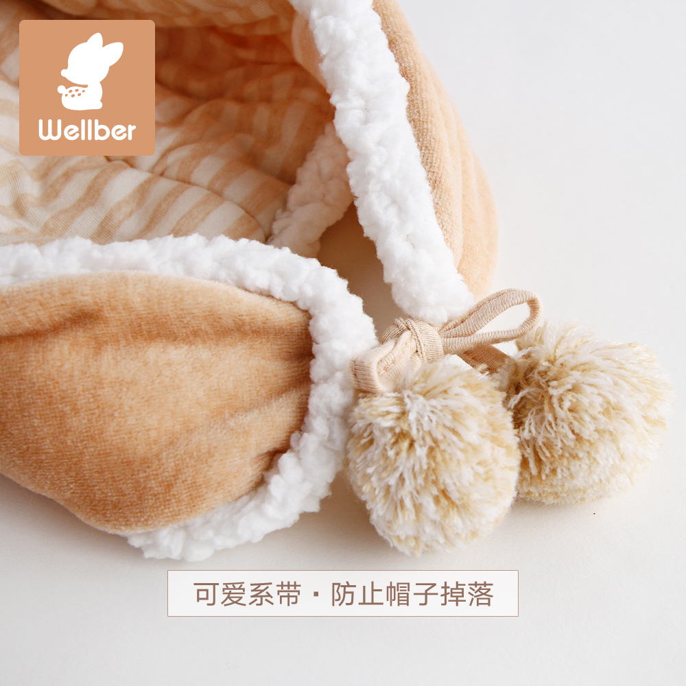 威尔贝鲁 纯棉宝宝帽子秋冬 婴儿护耳帽儿童冬天套头帽1-2岁产品展示图1