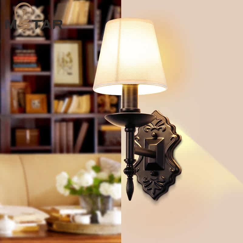 现代简约创意个性墙壁灯客厅卧室床头壁灯酒店走廊美式布艺壁灯