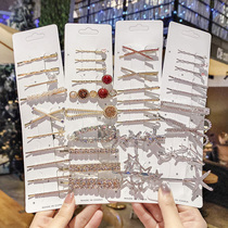 Net red word hairpin clip Scissors Hairpin Clip Clip Head Accessories Korea Ins Side Clip Girl Top Clip Water Drill Liu Haijou