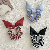 Butterfly knot French style pill head large intestine hair ring summer net red 2021 new leather gluten head rope hair rope headgear