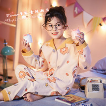 Hong Kong Girls Pajamas Childrens spring cotton long-sleeved thin little girl cartoon childrens home set