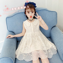 Hong Kong Girls Pearl Lace Dress 2021 Summer Dress Children Princess Dress Big Girl Little girl Skirt