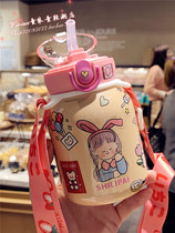 Hong Kong mini creative thermos cup High face value Small mens and womens portable water cup Primary school baby straw cup
