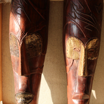 African imported masks handmade copper wood carvings medium size African handicrafts imported from South Africa