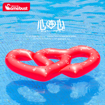 Two-loving swimming ring red water heart-shaped armpit lower circle seaside swimming pool inflated riding floating row