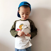 Spring and Autumn Childrens Long Sleeve T-shirt Kids Sleeve Dog Boys Top Cotton Tide Blade