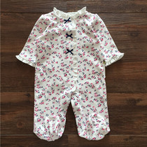 Spring and Autumn New Little Flower Daughter Hardsuit Newborn Cotton Clothes Roll Sleeved Backlets