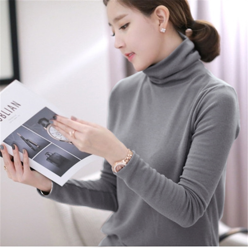 images 5:Tall-collar bottom shirt female autumn 2022 new tide autumn coat wearing a large size and thick long-sleeved pile top images 5:Tall-collar bottom shirt female autumn 2022 new tide autumn coat wearing a large size and thick long-sleeved pile top