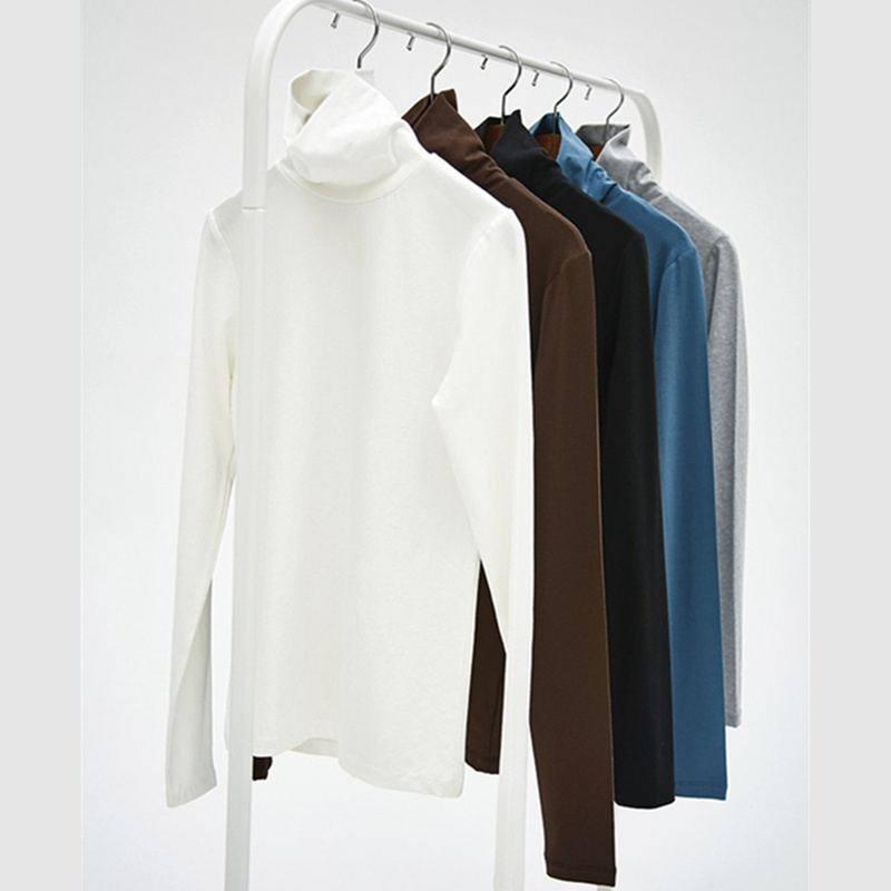 images 4:Tall-collar bottom shirt female autumn 2022 new tide autumn coat wearing a large size and thick long-sleeved pile top images 4:Tall-collar bottom shirt female autumn 2022 new tide autumn coat wearing a large size and thick long-sleeved pile top