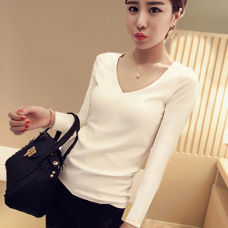 images 0:Pure cotton black undershirt female long sleeve low-collar autumn winter t-shirt mounted with a hundred-duty shirt v-collar autumn clothes tight body tide images 0:Pure cotton black undershirt female long sleeve low-collar autumn winter t-shirt mounted with a hundred-duty shirt v-collar autumn clothes tight body tide