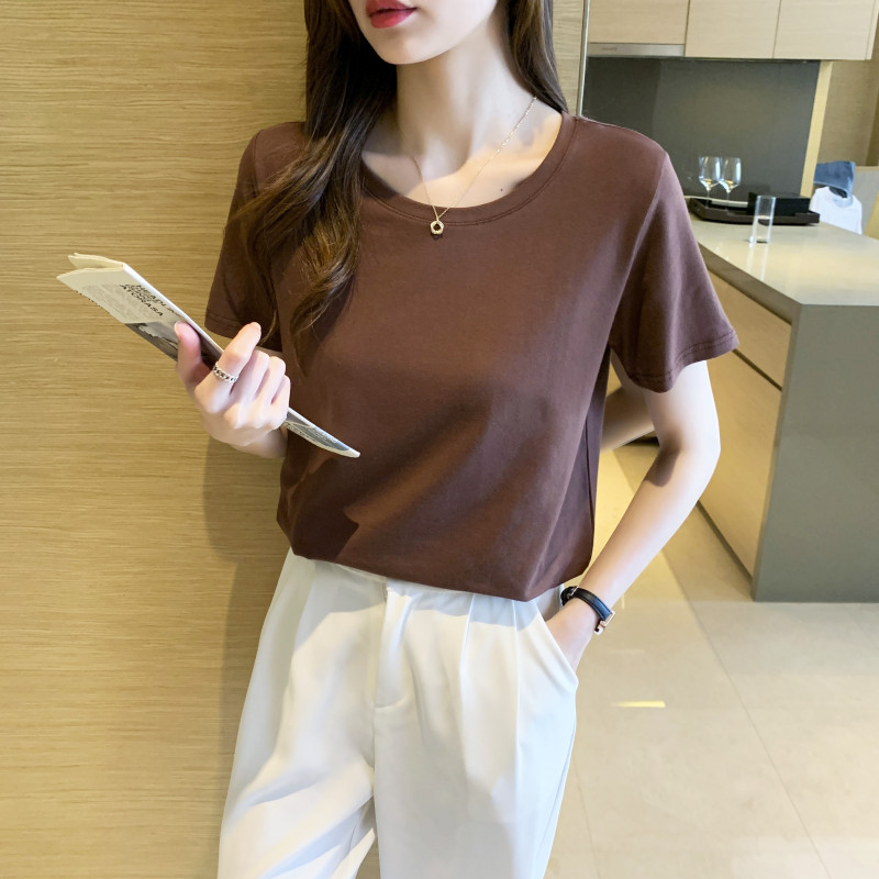 images 8:Pure cotton white t-shirt short sleeve summer 2022 new loose thin-dressed undershirt t ⁇ built-in pure-colored thin top images 8:Pure cotton white t-shirt short sleeve summer 2022 new loose thin-dressed undershirt t ⁇ built-in pure-colored thin top