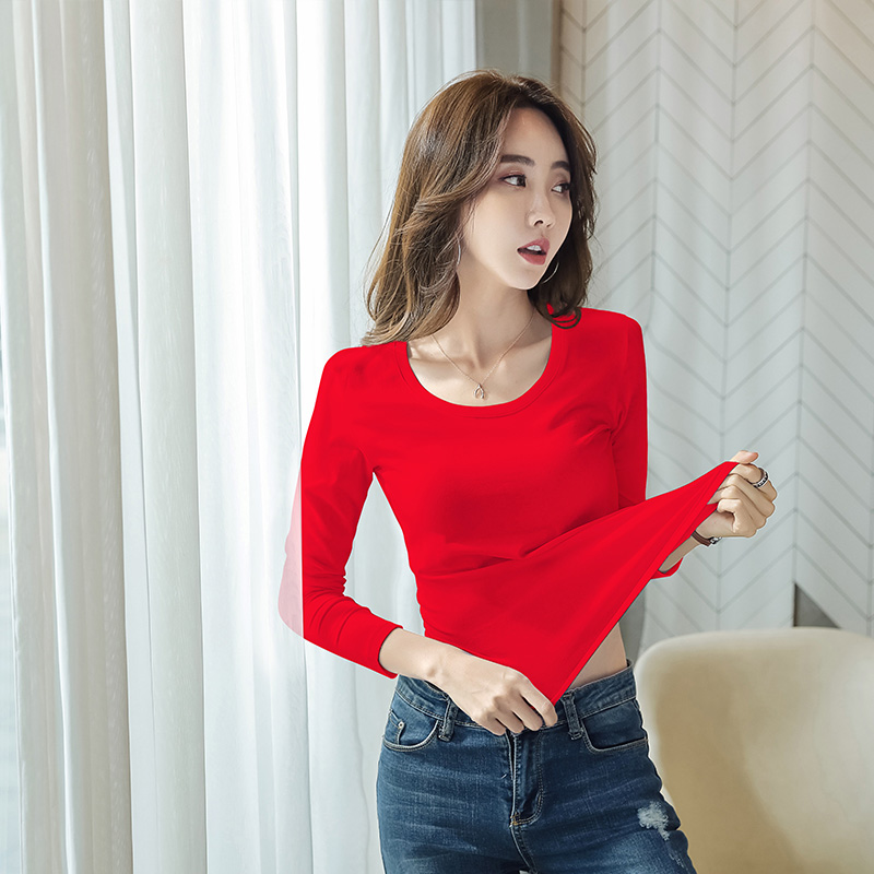 images 1:Under-shirt female long sleeve autumn winter 2021 new pure cotton tight white T-shirt female Han Fan's low-collar top images 1:Under-shirt female long sleeve autumn winter 2021 new pure cotton tight white T-shirt female Han Fan's low-collar top