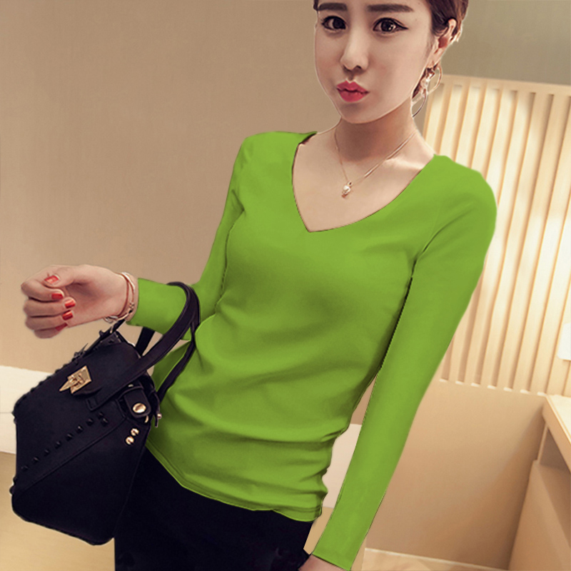 images 9:Pure cotton black undershirt female long sleeve low-collar autumn winter t-shirt mounted with a hundred-duty shirt v-collar autumn clothes tight body tide images 9:Pure cotton black undershirt female long sleeve low-collar autumn winter t-shirt mounted with a hundred-duty shirt v-collar autumn clothes tight body tide