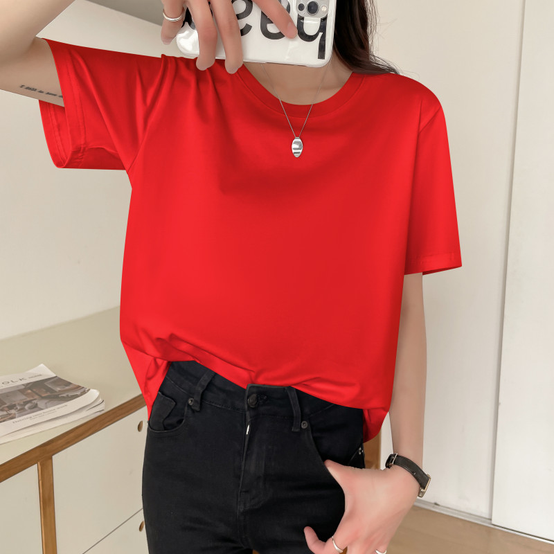 images 3:European station white t-shirt short sleeve spring and summer 2022 new round collar pure white t loose inner complex ⁇ top images 3:European station white t-shirt short sleeve spring and summer 2022 new round collar pure white t loose inner complex ⁇ top