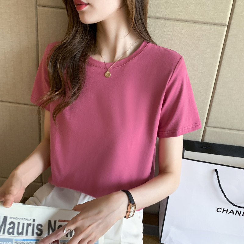 images 10:Pure cotton white t-shirt short sleeve summer 2022 new loose thin-dressed undershirt t ⁇ built-in pure-colored thin top images 10:Pure cotton white t-shirt short sleeve summer 2022 new loose thin-dressed undershirt t ⁇ built-in pure-colored thin top