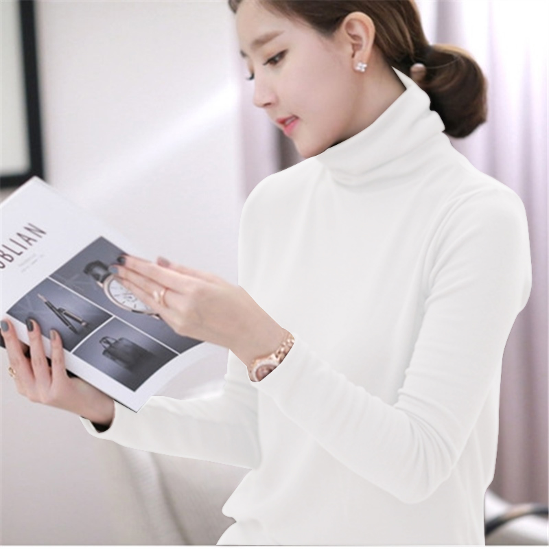 images 4:Tall-collar bottom shirt female autumn 2022 new tide autumn coat wearing a large size and thick long-sleeved pile top images 4:Tall-collar bottom shirt female autumn 2022 new tide autumn coat wearing a large size and thick long-sleeved pile top