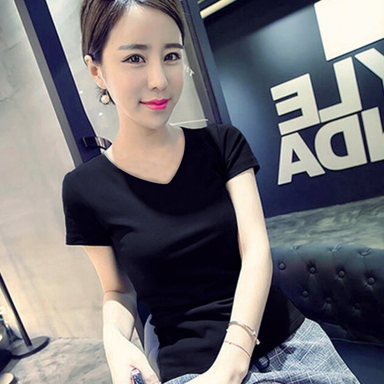 images 3:Black pure cotton t-shirt girl summer short sleeve tightened body 2022 net edition half sleeve ⁇ Blood undershirt thin body images 3:Black pure cotton t-shirt girl summer short sleeve tightened body 2022 net edition half sleeve ⁇ Blood undershirt thin body