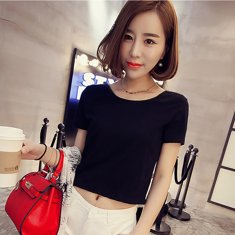 images 0:2022 new navel top black short-sleeved t-shirt short female leaked belly button high-waist compassionate body repair pure cotton images 0:2022 new navel top black short-sleeved t-shirt short female leaked belly button high-waist compassionate body repair pure cotton