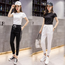 Womens summer 2021 new ins super fire suit student two-piece casual sportswear fashion radish pants