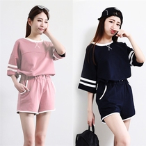 2021 summer Korean version short-sleeved sports suit women sweet cute fresh home clothes spring casual two-piece set women