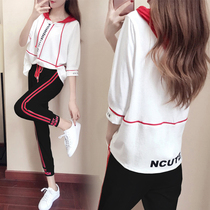 2021 spring new womens fashion loose casual sports clothes suit summer two-piece suit Korean version of the tide of summer