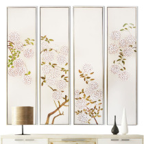 Modern Double Layer Gauze Hand Painting Craft Painting Living Room Decorative Mural Framed Wall Painting Plants Floral Gift