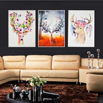 Modern Nordic Style Decorative Painting Animal Forest Rectangle Pattern Living Room Simple White Border Hanging Painting Gift
