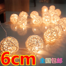 Thai rattan ball lantern flashing light string light rattan decoration small color light bedroom Festival light rattan String Light