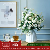 Simulation rose single pink fake flower with vase decoration purple silk flower wall red table decoration flower