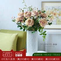 Flowers Rose simulation flowers Vintage oil painting sense decorative flowers Fake flowers Bedroom ornaments Club hotel decoration flower arrangement
