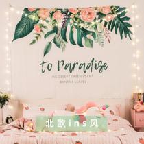 Studio wall cloth hanging cloth Japanese round dining table Dining cloth Romantic restaurant Cartoon pink school desk hanging curtain