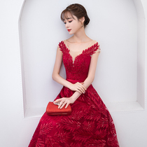 Small evening dress female 2021 New banquet bride toast elegant red sexy socialite long dinner summer