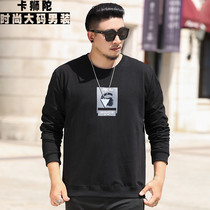 Cotton sports sweater mens fat plus size round neck top base shirt spring and autumn fat casual long sleeve T-shirt