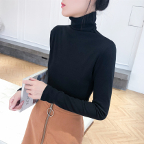 2022 Autumn and winter new high-necked body t-shirt women long sleeved bottom shirt thin tight pile collar clothes