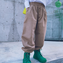 Aunt Leng customized mens and womens childrens autumn and winter pure cotton trousers students casual Hong Kong style all-match overalls parent-child models