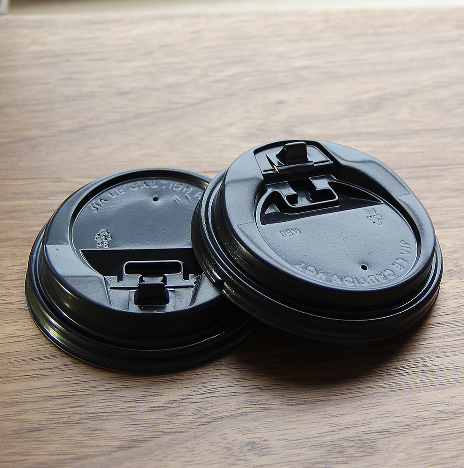 90黑色开关盖 一次性塑料奶茶杯盖 尖嘴加厚咖啡杯盖子90球盖平盖