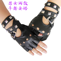Childrens hip-hop gloves half-finger personality fashion game net celebrity fingerless stage performance nightclub shaking sound rivet thin section