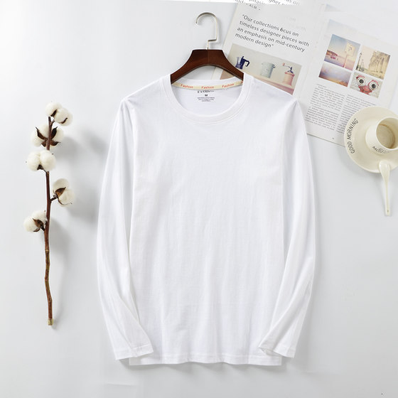 100%pure cotton men's long -sleeved T -shirt solid color large size round neck loose spring and autumn thin tide men's legged suits and autumn clothes 100%pure cotton men's long -sleeved T -shirt solid color large size round neck loose spring and autumn thin tide men's legged suits and autumn clothes