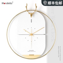mandelda deer head Nordic light luxury clock clock clock living room home fashion modern simple art wall decoration