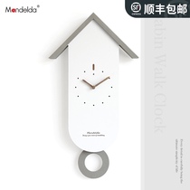 mandelda Net red wall clock living room home fashion creative Nordic clock wall light luxury clock decoration simple