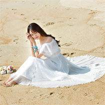 2021 Tall chest resort beach dress with neckline strapless white long dress size CD puppet dress chiffon dress