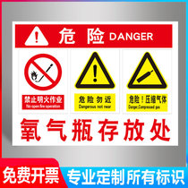 Oxygen cylinder storage location signage acetylene cylinder carbon dioxide bottle argon gas cylinder storage danger no fireworks safety warning sign fire safety sign 45