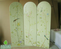 English Type Inglén Countryside Wind Solid Wood Fields Garden Mediterranean Style Hand-painted Furniture Painted Bird-Flowers Fragrant Screen Partition